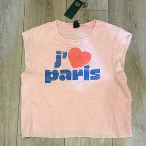 Wild Fable Pink Muscle Tee with Blue and Red Print